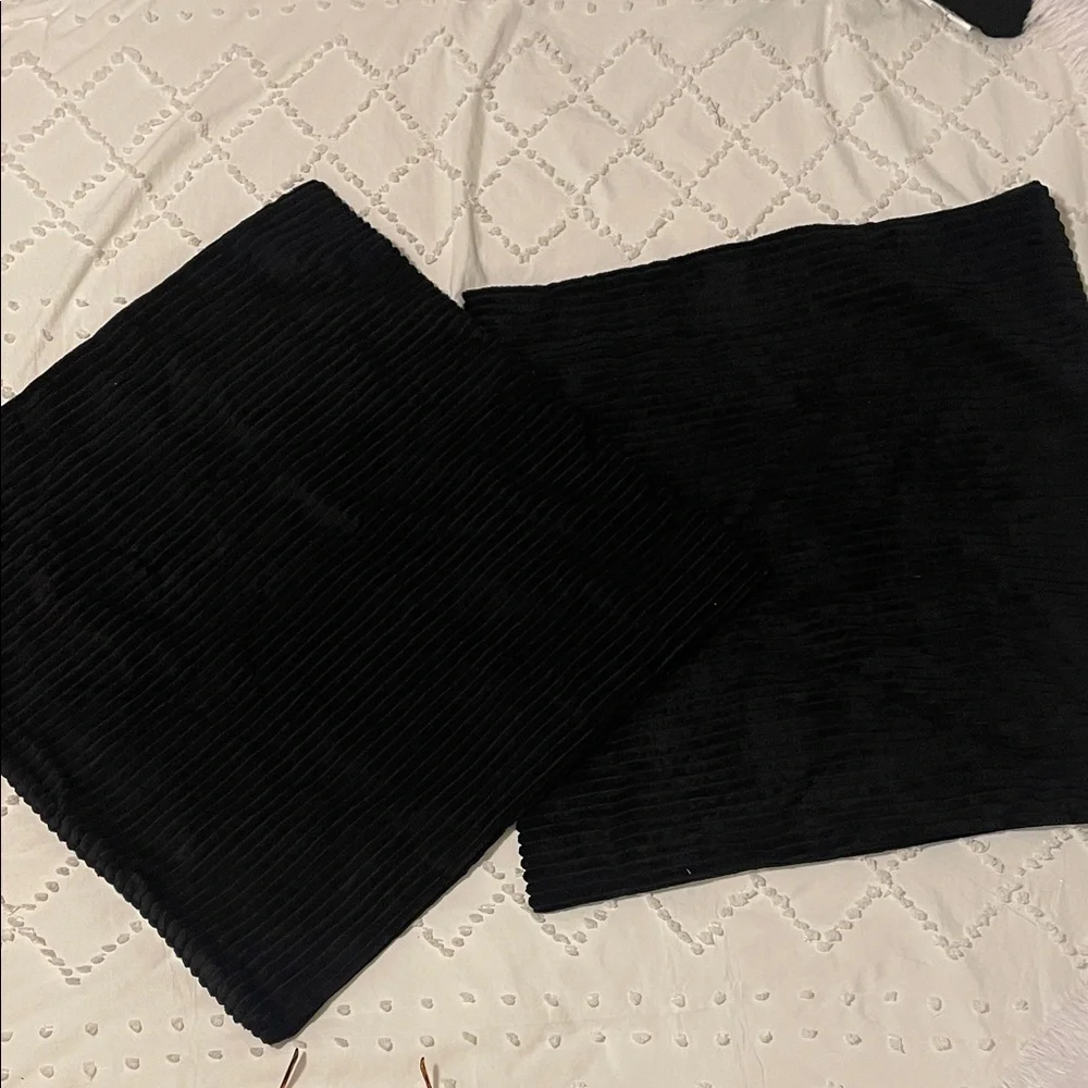 Black Corduroy Pillow Covers soft set of 2 new
